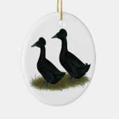 Eenden: Zwart Crested Keramisch Ornament (Rechts)