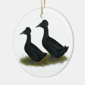 Eenden: Zwart Crested Keramisch Ornament (Links)