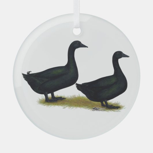 Eenden: Zwarte Cayugas Glas Ornament (Voorkant)