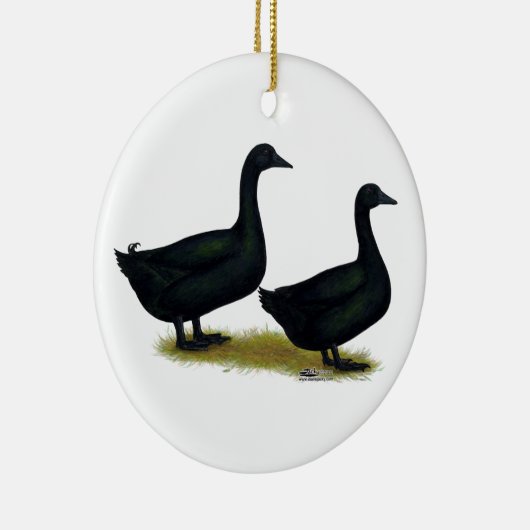 Eenden: Zwarte Cayugas Keramisch Ornament (Rechts)