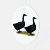 Eenden: Zwarte Cayugas Metalen Ornament (Voorkant links)