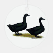 Eenden: Zwarte Cayugas Metalen Ornament (Achterkant)