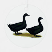 Eenden: Zwarte Cayugas Metalen Ornament (Voorkant)
