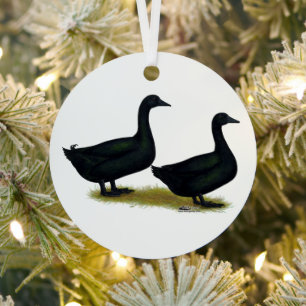 Eenden: Zwarte Cayugas Metalen Ornament