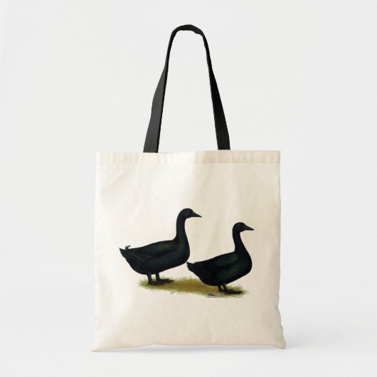 Eenden: Zwarte Cayugas Tote Bag (Voorkant)