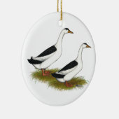 Eenden:  Zwarte Magpies Keramisch Ornament (Rechts)