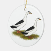 Eenden:  Zwarte Magpies Keramisch Ornament (Links)