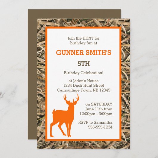 Eendencamouflage / Camo-hert-verjaardagsfeestje Kaart (Voorkant / Achterkant)
