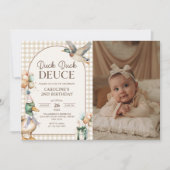  eendeneend Deuce Balloon 2e verjaardag foto Kaart (Voorkant)