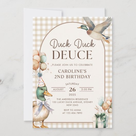  eendeneend Deuce Balloon 2e verjaardag Kaart (Voorkant)