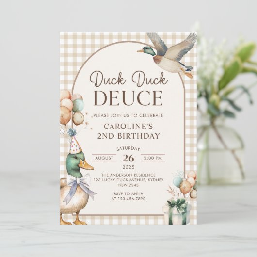 eendeneend Deuce Balloon 2e verjaardag Kaart (Staand voorkant)