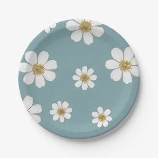 eendenei blauw en madeliefjes, origineel patroon papieren bordje