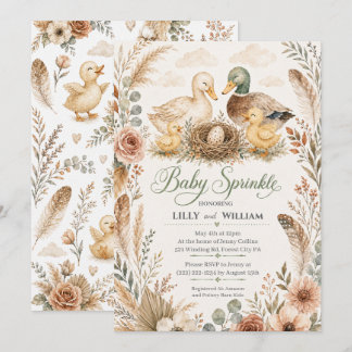 Eendenfamilie Twee Broers/Zussen Baby Sprinkle Uit Kaart