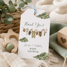 Eendenjacht baby shower dank je cadeaulabel