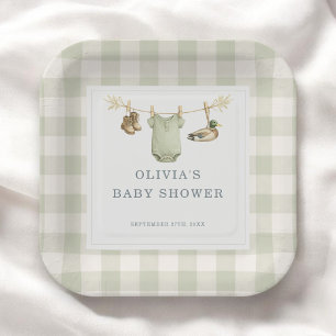 Eendenjacht Jager Gingham Baby Shower Feest Papieren Bordje