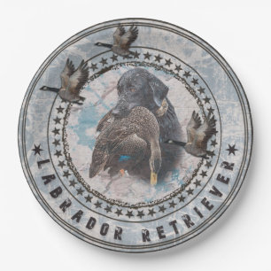 Eendenjagen met een Labrador Retriever Papieren Bordje
