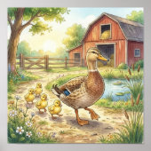 Eendenmoeder en Eendjes Nursery Poster (Voorkant)