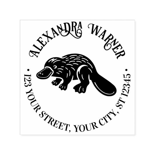 Eendensnavel Platypus #2P Naam Retouradres Zelfinktende Stempel (Design)
