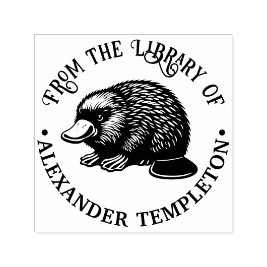 Eendensnavel Platypus #3P Bibliotheekboeknaam Zelfinktende Stempel (Design)