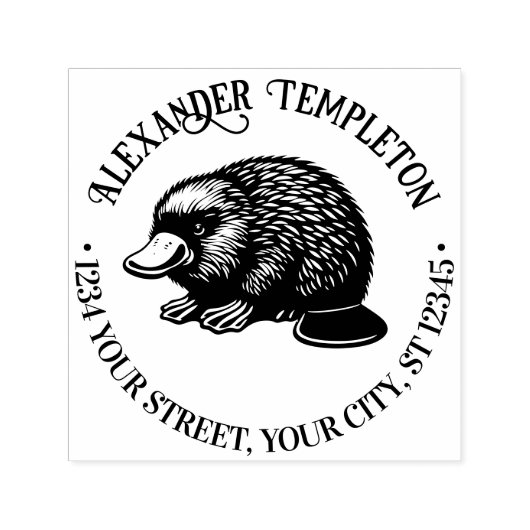 Eendensnavel Platypus #3P Naam Retouradres Zelfinktende Stempel (Design)