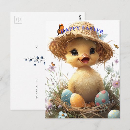 Eendenstro Pet Easter Egg Flowers Vlinders Briefkaart (Voorkant / Achterkant)