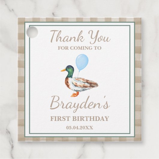 eendenverjaardag bedankjes labels (Voorkant)