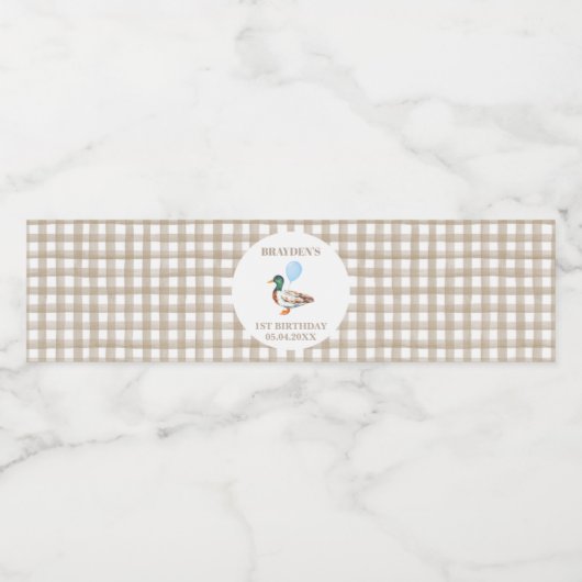 eendenverjaardag waterfles etiket (Enkel label)