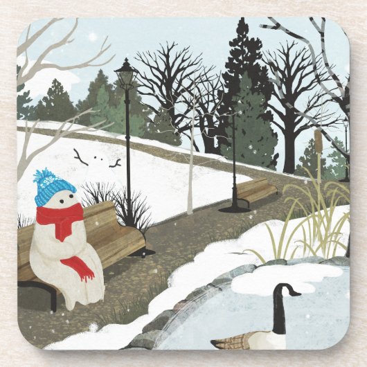 Eendenvijver - Winter Bier Onderzetter (Voorkant)