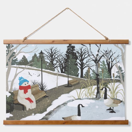 Eendenvijver - Winter Hangend Wandkleed (Voorkant)