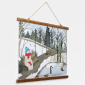 Eendenvijver - Winter Hangend Wandkleed (Gebogen)