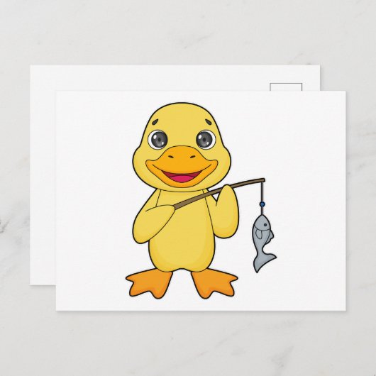 Eendenvissen visser afwerking hengel briefkaart (Voorkant / Achterkant)