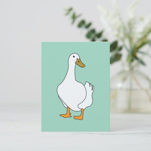eendenvogel witte eend briefkaart (Staand voorkant)