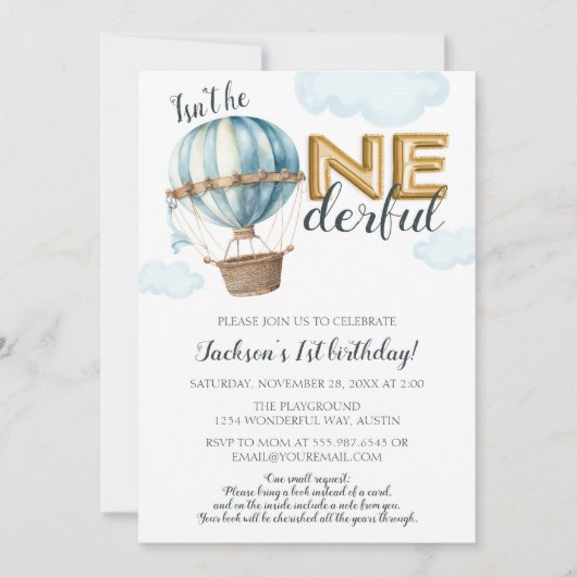 EENderful eerste verjaardag gouden folie hete luch Kaart (Voorkant)