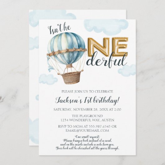 EENderful eerste verjaardag gouden folie hete luch Kaart (Voorkant / Achterkant)