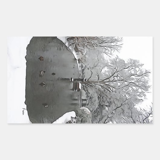 eendevijver rechthoekige sticker (Voorkant)