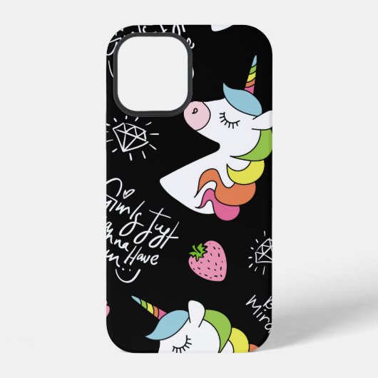 Eendimensionale afbeeldingen van eenhoorn, aardbei iPhone hoesje (Achterkant)