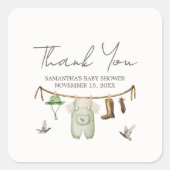 Eendjacht Baby Shower Vierkante Sticker (Voorkant)