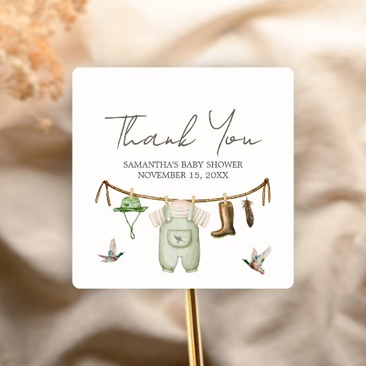Eendjacht Baby Shower Vierkante Sticker
