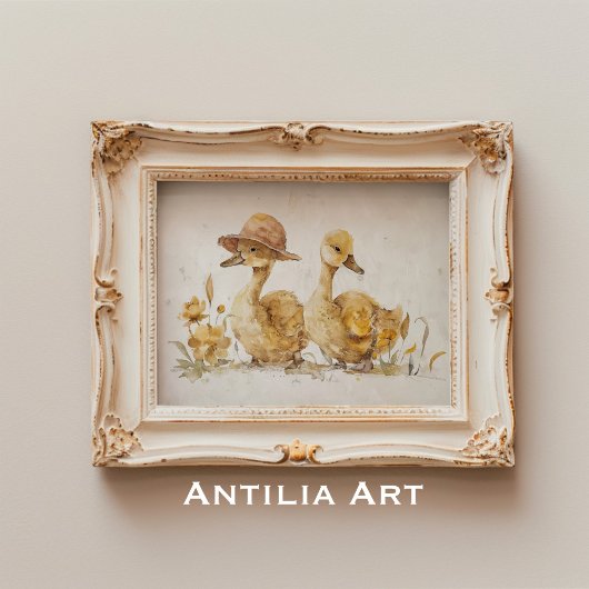 Eendje Aquarel Schilderij Eendenboerderij Boerderi Poster