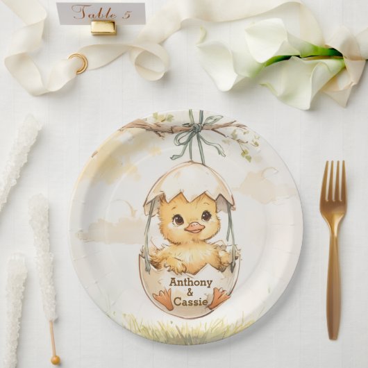 Eendje Baby Borrel Papieren Bordje (Huwelijk)