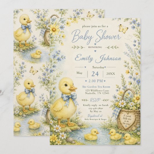 Eendje Baby Shower Kaart (Voorkant / Achterkant)