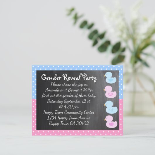 Eendje- en teendje-uitnodiging kaart (Staand voorkant)