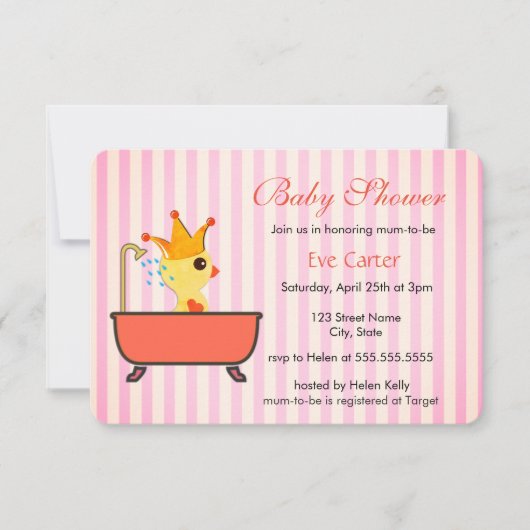 Eendje in bad | Baby Shower Kaart (Voorkant)