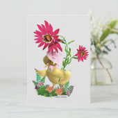 Eendje met bloemen feestdagenkaart (Staand voorkant)