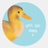 eendje met liefde en gunst ronde sticker (Voorkant)