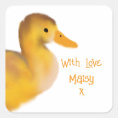 eendje met liefde en gunst vierkante sticker (Voorkant)