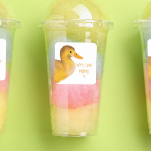 eendje met liefde en gunst vierkante sticker