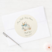 Eendje met lint babyshower papier  ronde sticker (Envelop)