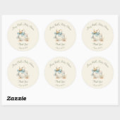 Eendje met lint babyshower papier  ronde sticker (Vel)