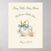 Eendje met lint babyshower welkomstbord poster (Voorkant)